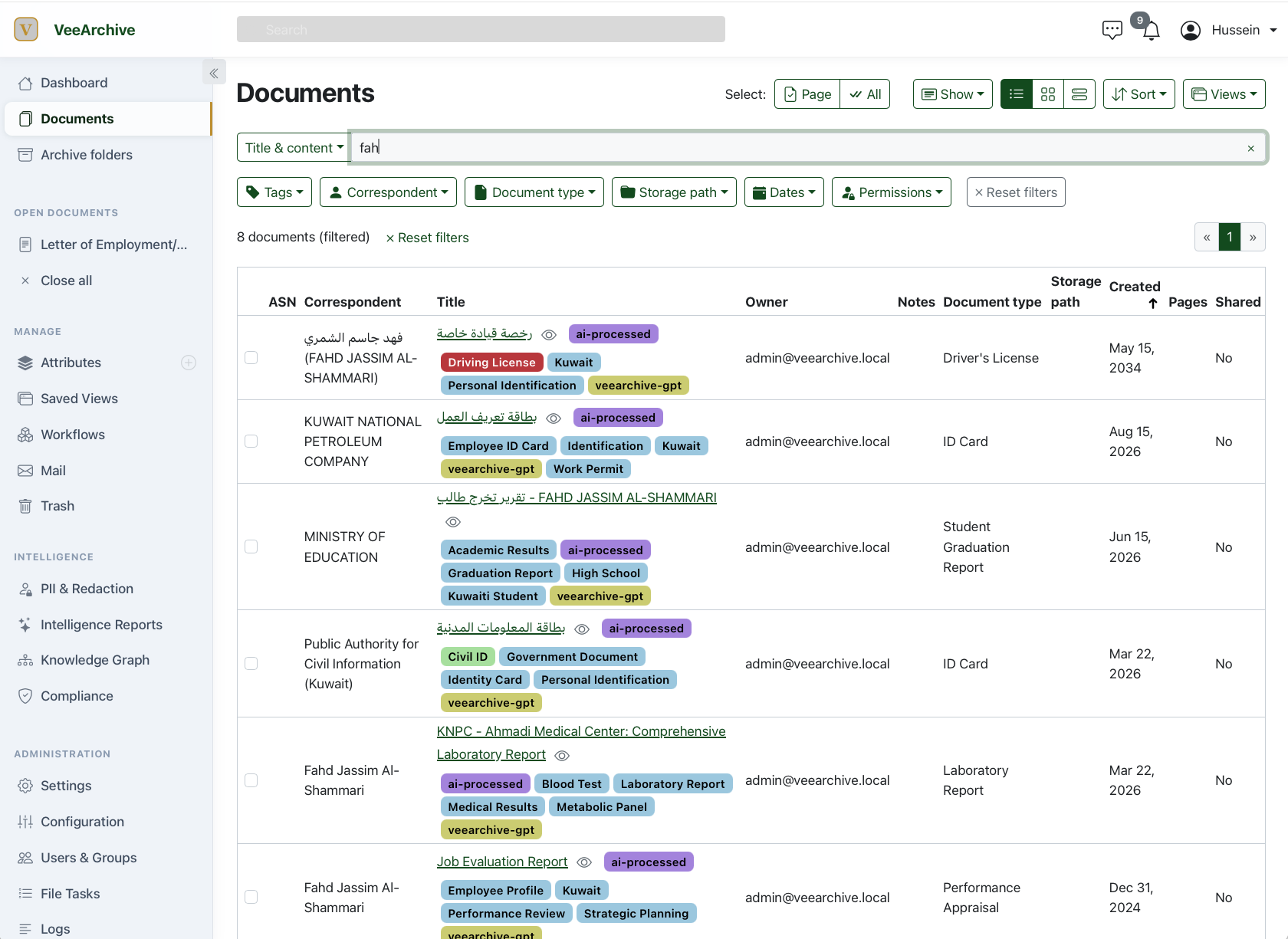 VeeArchive institutional cognitive records archiving, regulatory retention, and search ledger.